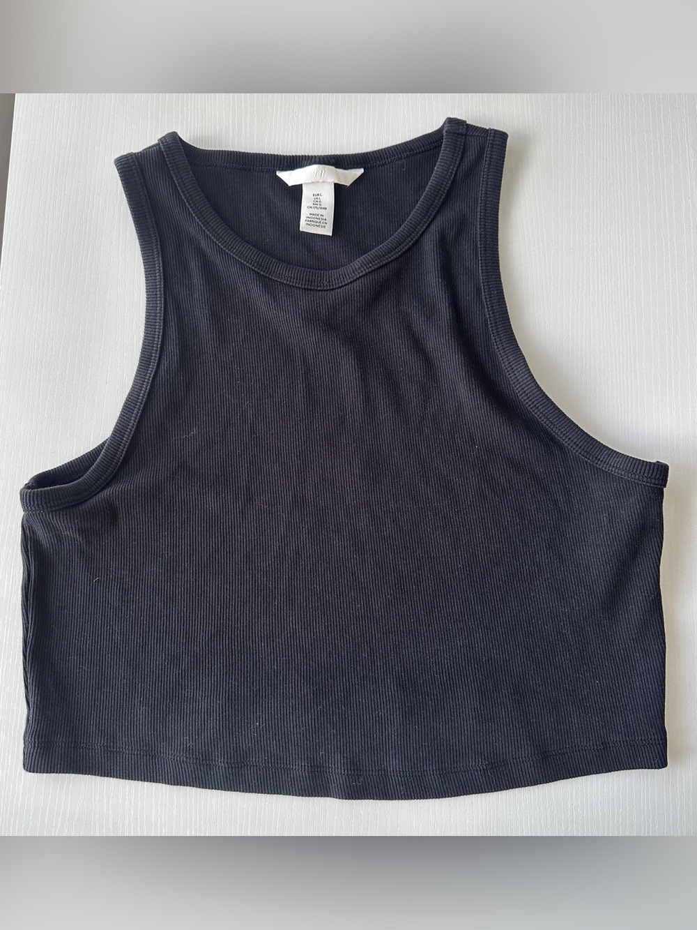 H&M Classic Black Ribbed Crop Tank Top